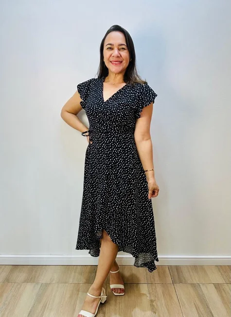 Vestido Envelope Vestido Midi Bolinha Vestido Envelope Midi